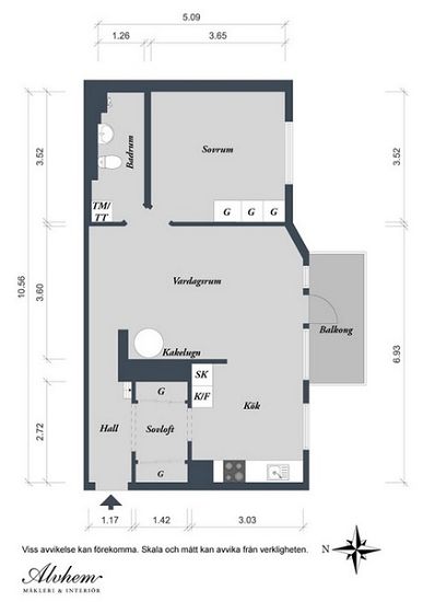 哥德堡58平米小公寓：巧妙变身大空间(组图) 