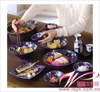 日本进口蓝绘变樱花16头4人份餐具组