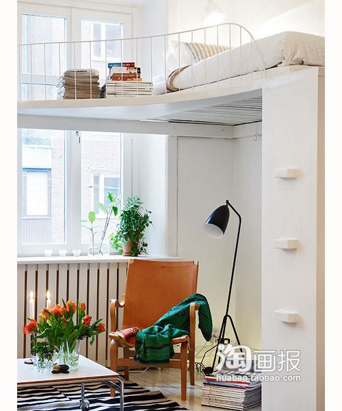 51平米温馨现代的公寓 小床架下隐藏衣柜(图) 