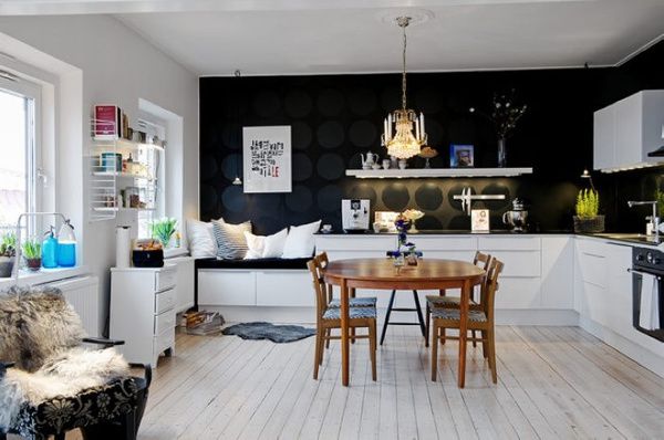 77平现代艺术公寓 浅色地板搭经典黑白(组图) 