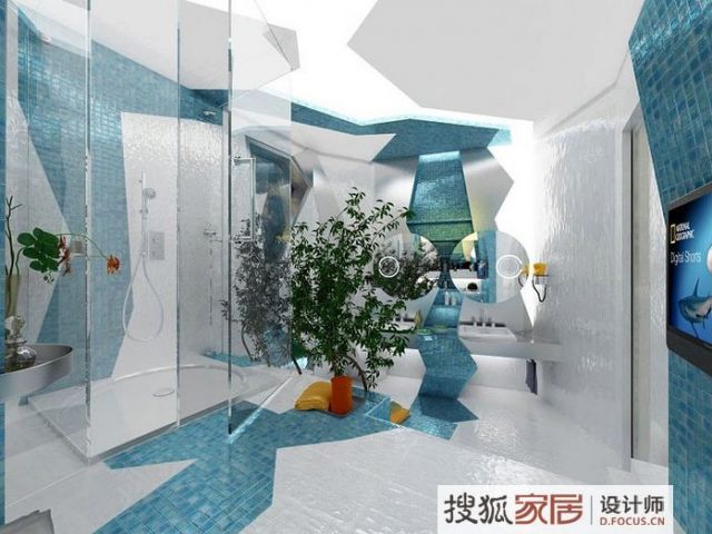 几何空间中的水 双胞胎设计师打造豪华卫浴 