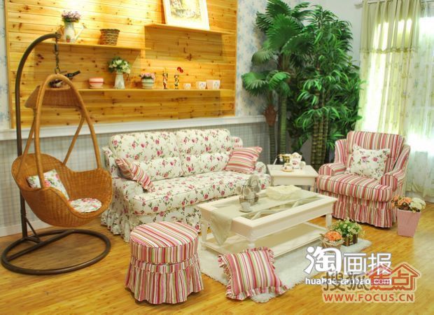 韩式田园风格沙发 让你的居室更增甜美粉嫩 