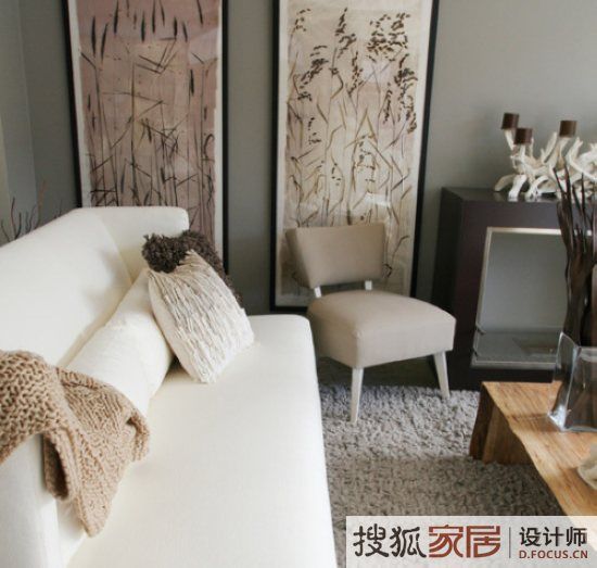 中国画装点的家居 简洁而有韵味 