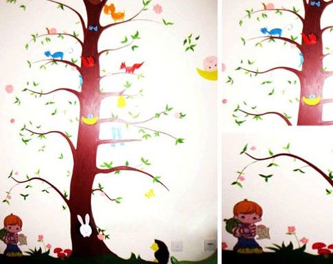 儿童房装修效果图 手绘背景墙给孩子快乐生活(组图) 