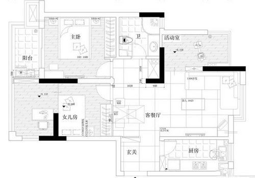 85平简洁明快二居 藏榻榻米收纳设计(组图) 