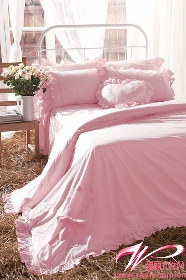 淑女屋　典雅的淡粉色床品七件套