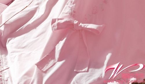 淑女屋　典雅的淡粉色床品七件套蝴蝶结细节