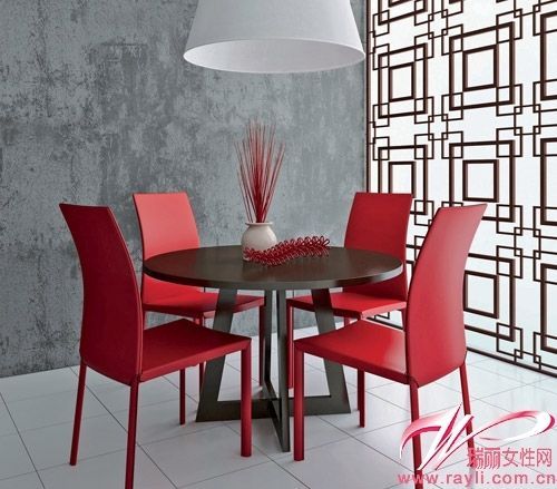 朱红色皮椅UP餐厅新中式静秀风范