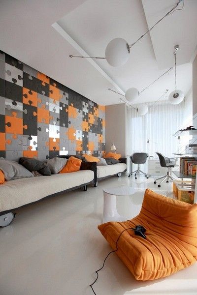 撞色mix材质混搭 莫斯科的摩登公寓（组图） 