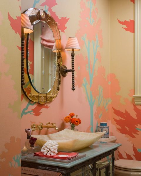 家装指南  21个漂亮的盥洗室梳妆台装饰 