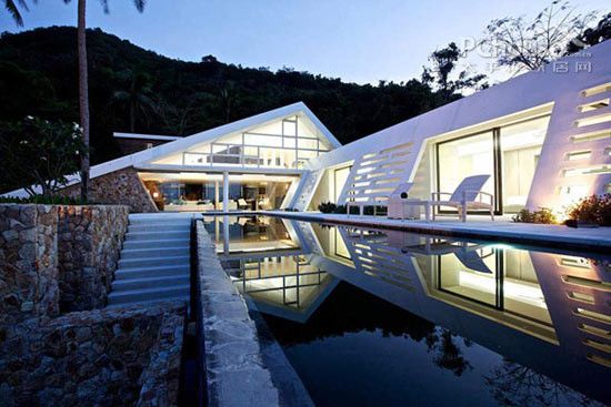 金字塔屋顶超环保 泰国度假别墅唯美设计 