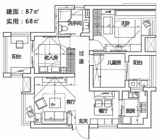 4万装修70平米实用小3房亲子之家(图) 