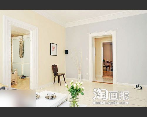 米白色的纯美66平混搭小公寓 简约可爱小衣柜 