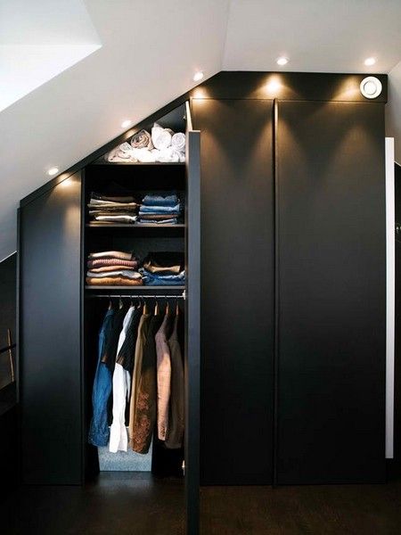 黑白绿三色创意公寓 简约帅气黑色定制衣柜 