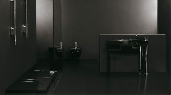 经典又时尚  黑色瓷砖浴室家居设计（图） 