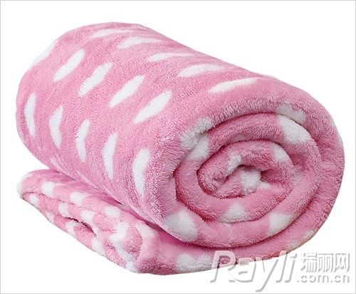 HOLA特力和乐　玫瑰粉色爱心图案时尚珊瑚绒毯　