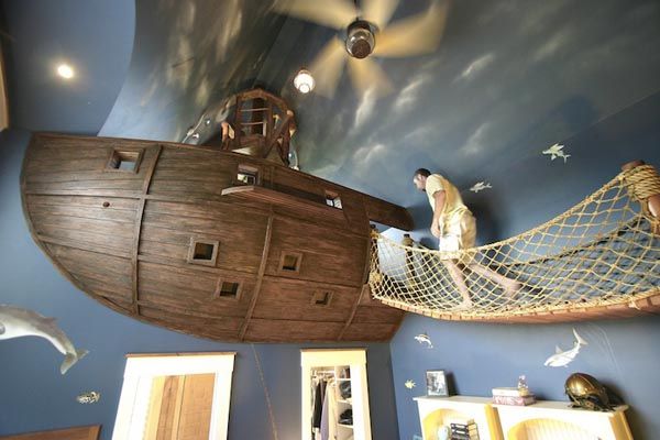 给孩子一个童话世界 极个性海盗船主题卧室 