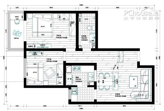 小户型免费设计 15万搞定2房1厅 