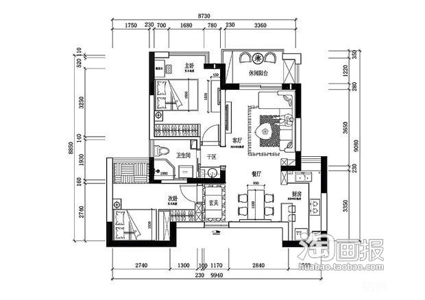 半包装修85平二房二厅 巧收纳拓展空间（图） 