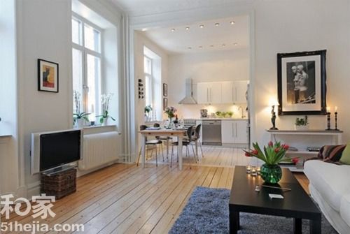 浅色实木地板 打造58平米瑞典风格小家（图） 